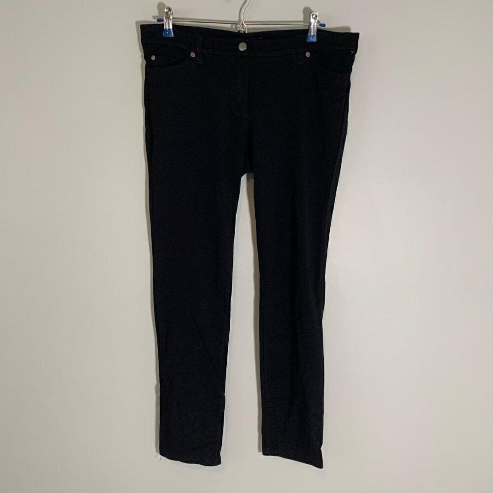 Eileen Fisher Black Italian Fabric Stretch Knit Slim Ankle Pants Womens Size 12